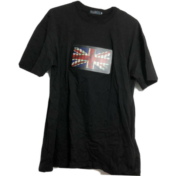 Union Jack T-shirt Sensor Black Electric Light Up Flashing Patch Flashwear XL - Picture 3 of 13